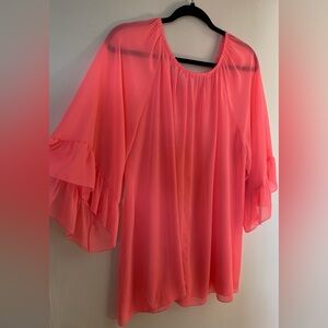 Neon Pink Sheer Tunic | Size 3X